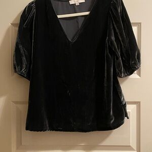 LOFT Black Puff Sleeve Blouse